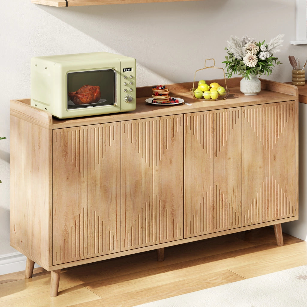 MADIA 140x40x84 cm MDF Naturale con 4 ante e ripiani regolabili