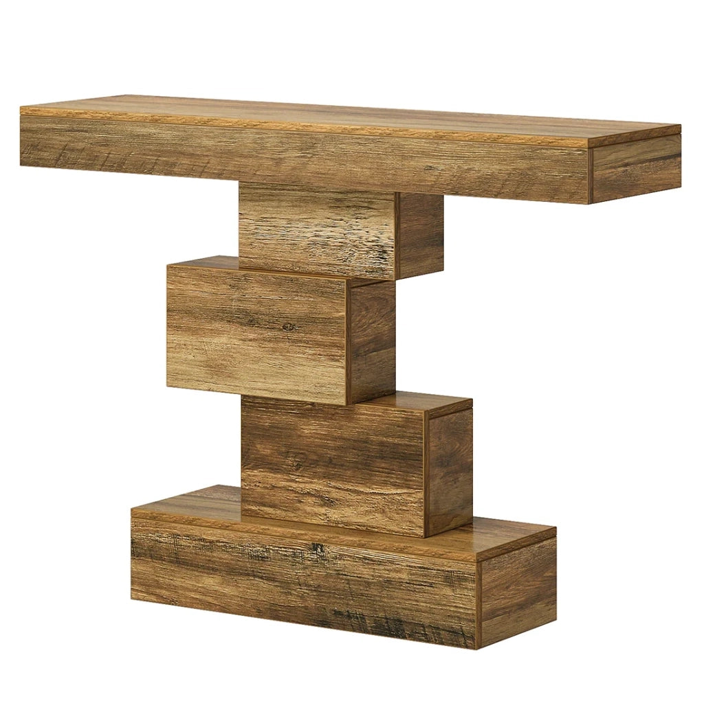 Tavolo consolle rustico marrone chiaro 108x30x80 cm