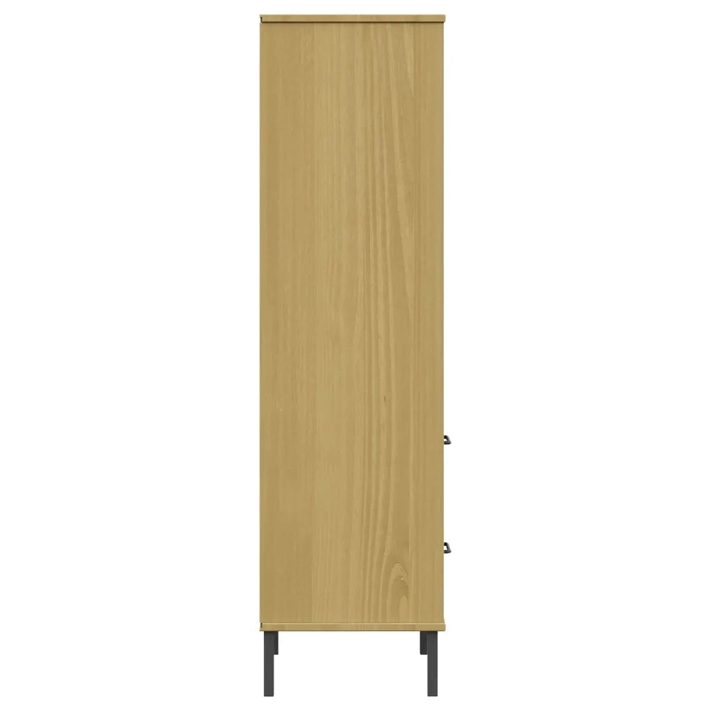 Libreria 2 Cassetti Marrone 60x35x128,5 cm Legno Massello OSLO 351009
