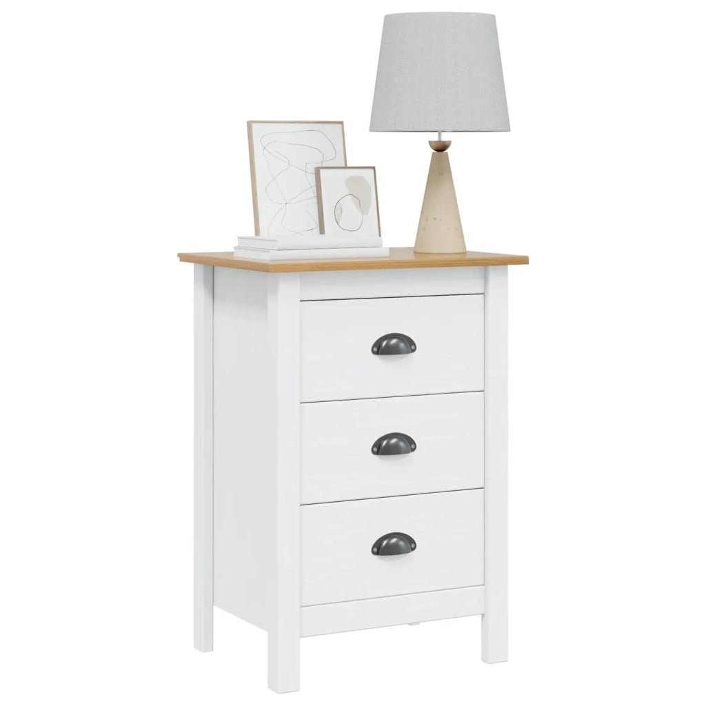 Armadio da Notte HILL Bianco e marrone miele 46 x 35 x 65 cm 42025030