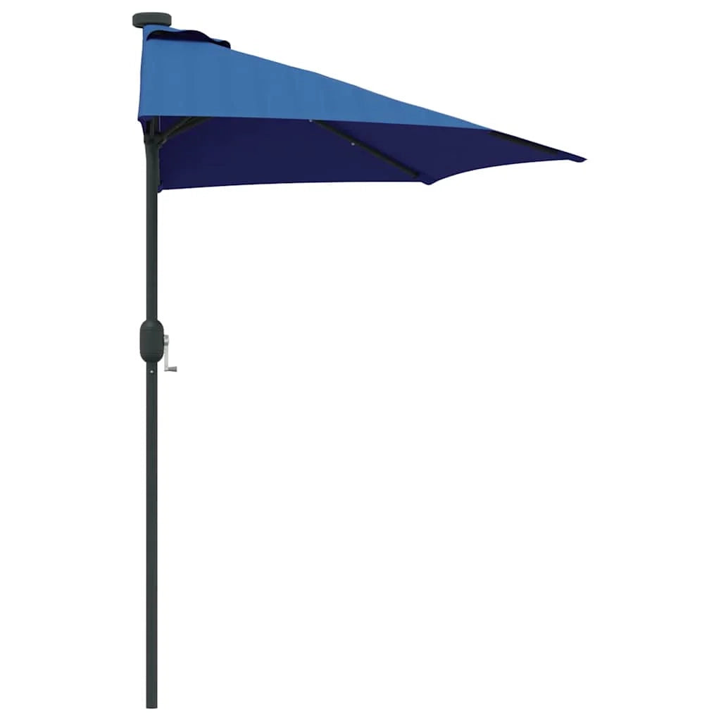 Ombrellone da giardino pieghevole moderno 294 x 150 x 223 cm con luci a LED stile sala da pranzo poliestere azzurro 02_0058665