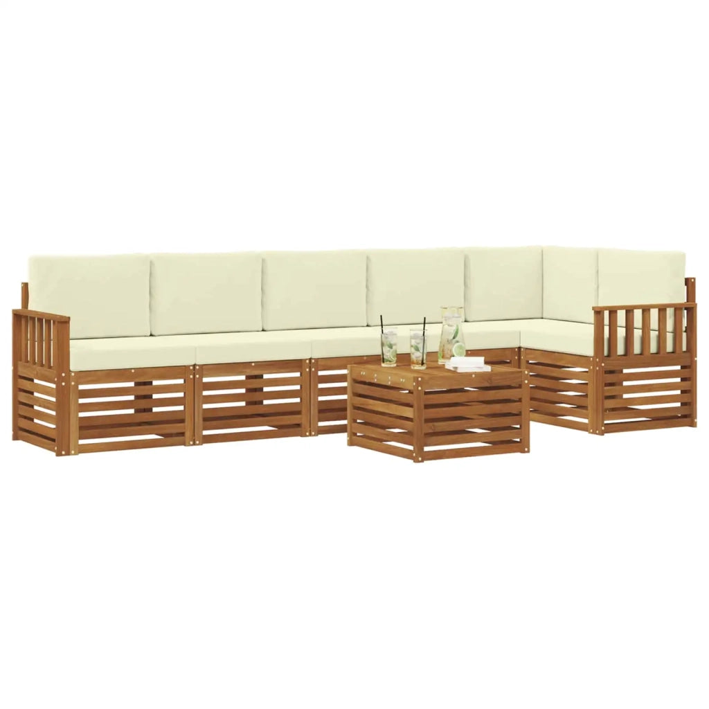 Set divano sezionale con cuscino 7 pcs Naturale e Crema 3374920