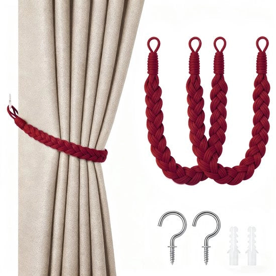 Pari di cordoncini per tende - 60cm cordoncino per tenda con nodo - cordoncini per tende a mano - cordoncini per tende a spirale - con ganci - adatto per casa, ufficio, soggiorno, camera da letto
