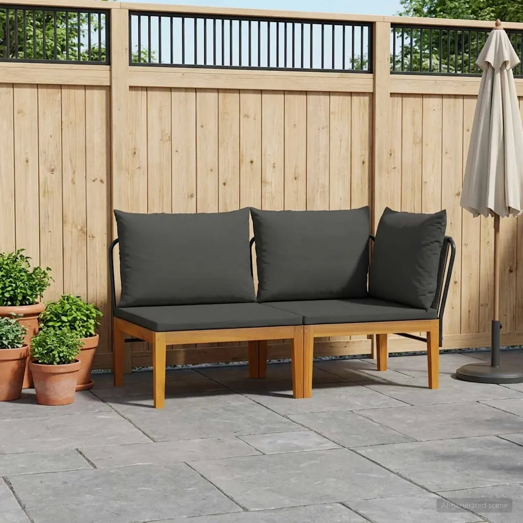 2 pcs Set da Giardino con Cuscini Naturale 42022072