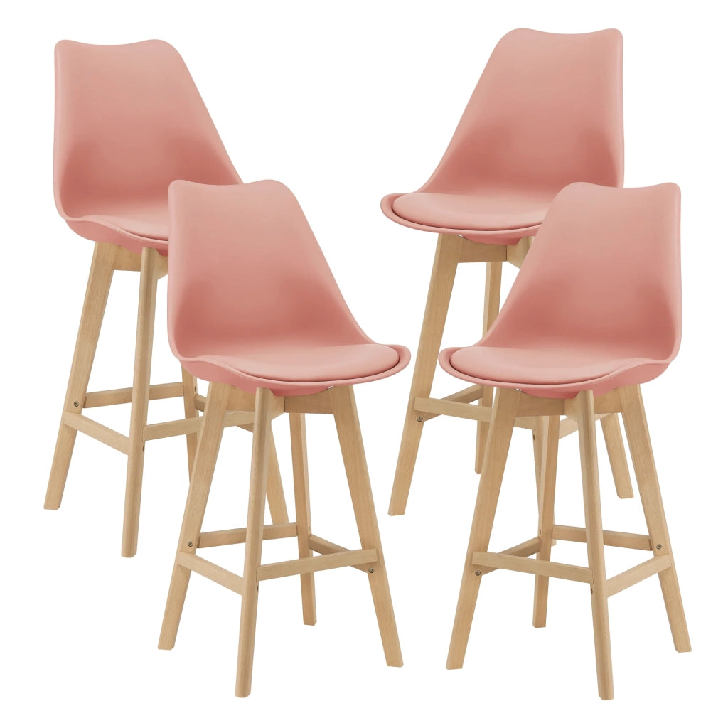 Set di 4 sgabelli da bar in plastica sintetica finitura faggio 105x48x58 cm rosa 03_0008721
