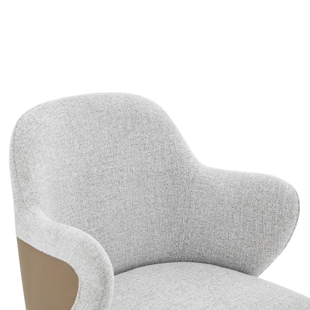 Sgabello da Bar Set da 2 Girevole Regolabile in Altezza con Braccioli e Poggiapiedi in Tessuto Grigio e Marrone