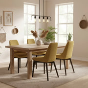 Set di 4 sedie da pranzo imbottite in tessuto giallo Erythea con struttura in metallo facili da pulire | Duzzle