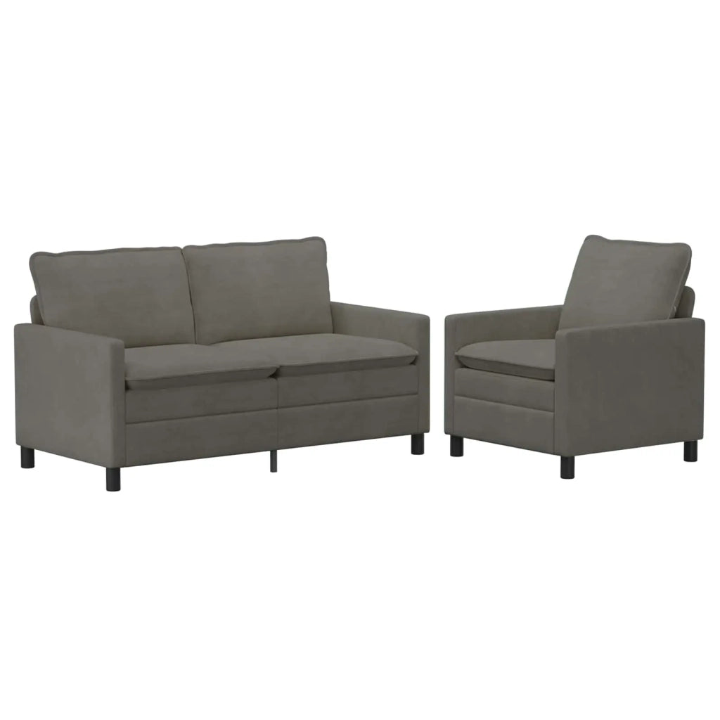 Set di divani 2 pcs Grigio Chiaro Tessuto