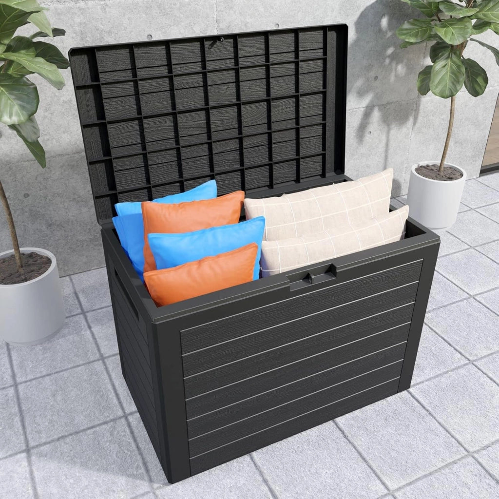 ® Baule da Giardino Lille 190 L Effetto Legno Orgenizer Box Giocattoli 78x44x55cm Multibox Impermeabile Esterni