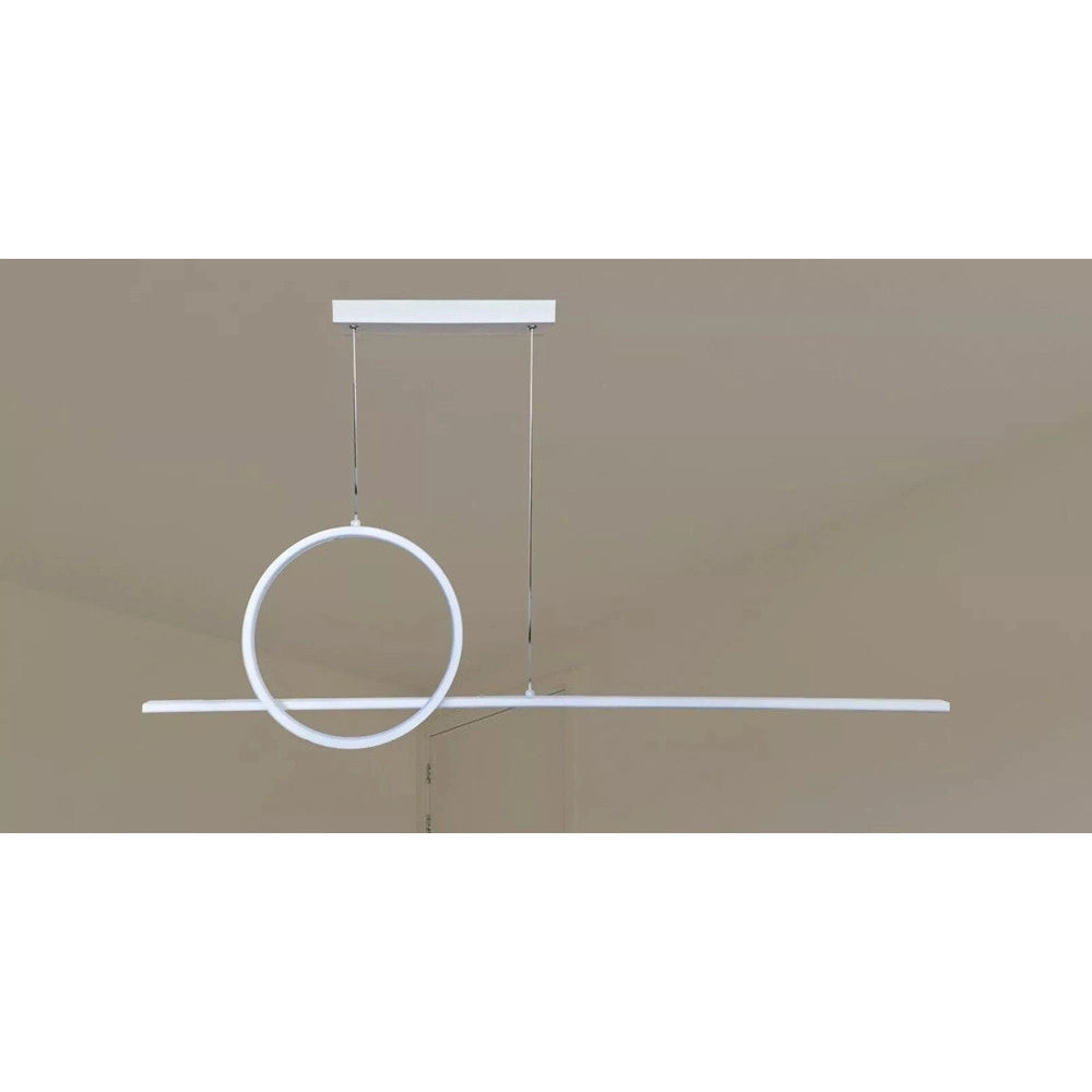 Trade Shop - Lampadario A Sospensione Led 48w Design Cerchio Linea Bianca Ip20 Luce 6500k 33580 -