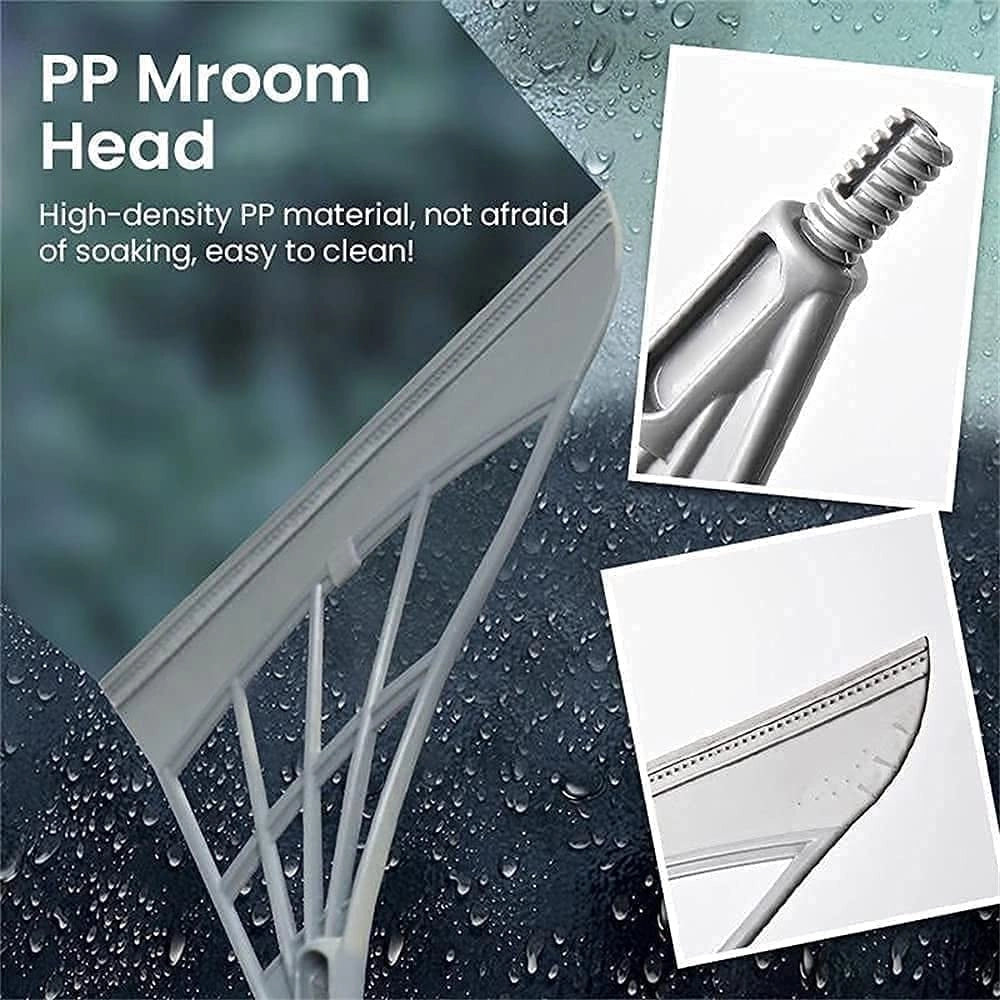Trade Shop - Scopa Pieghevole 2 In 1 Tergivetro Mop In Silicone Spazza E Lava Pavimenti Vetri -