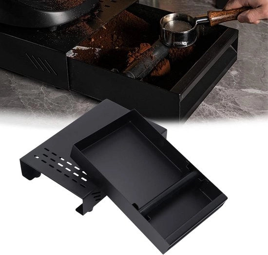 Cassa di Impatto Caricatore 2,5L Capacità - Cassa di Impatto in Acciaio Inossidabile Removibile - Cassa di Impatto per Caffè - Maniglia di Impatto Assorbente Rimovibile - Pads Antiscivolo - Caffè per Case, Uffici e Cucine - (nero) Cassa di Impatto