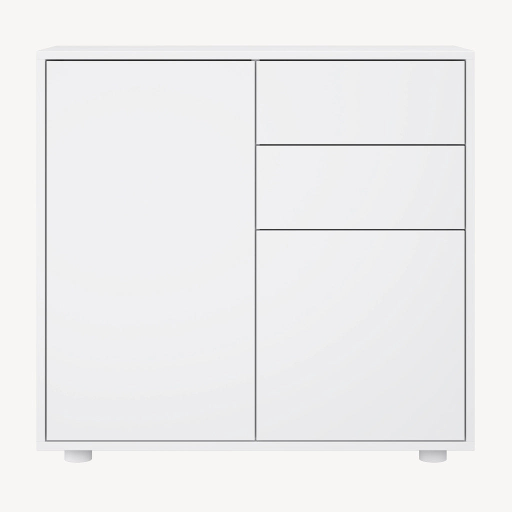 Comò Paarl con 2 Ante e 2 Cassetti 74x79x36 cm - Bianco Opaco [en.casa]
