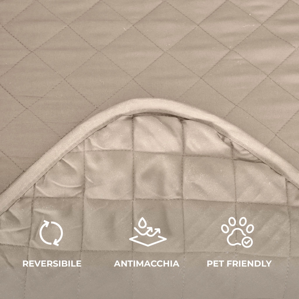 Copridivano Con Braccioli Antimacchia Trapuntato Protettore Impermeabile Salvadivano Idrorepellente Imbottito Con Elastico Antiscivolo Beige - Poltrona 1 posto