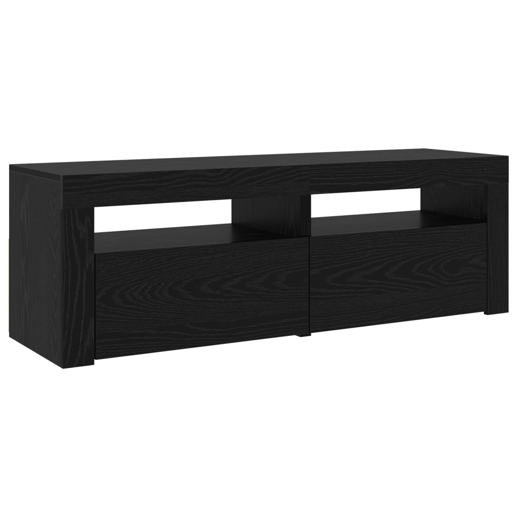 Mobile TV  2 pcs con luci LED in rovere nero legno ingegnerizzato
