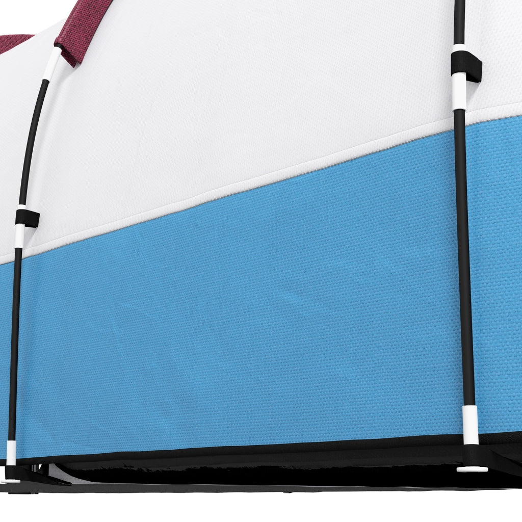 Tenda da campeggio tunnel per 3 persone in poliestere rosso con 2 aree, 3 ingressi, 2000 mm, 420 × 200 × 150 cm