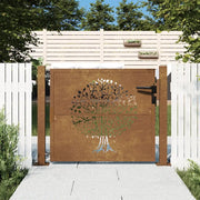 Cancello da giardino 100x100 cm in acciaio Corten con design ad albero 153161