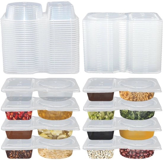 Contenitori di conservazione alimentare in plastica con coperchio, 30 confezioni da 130 ml, contenitori per snack magnetron resistenti con sezioni per salse, salse e erbe