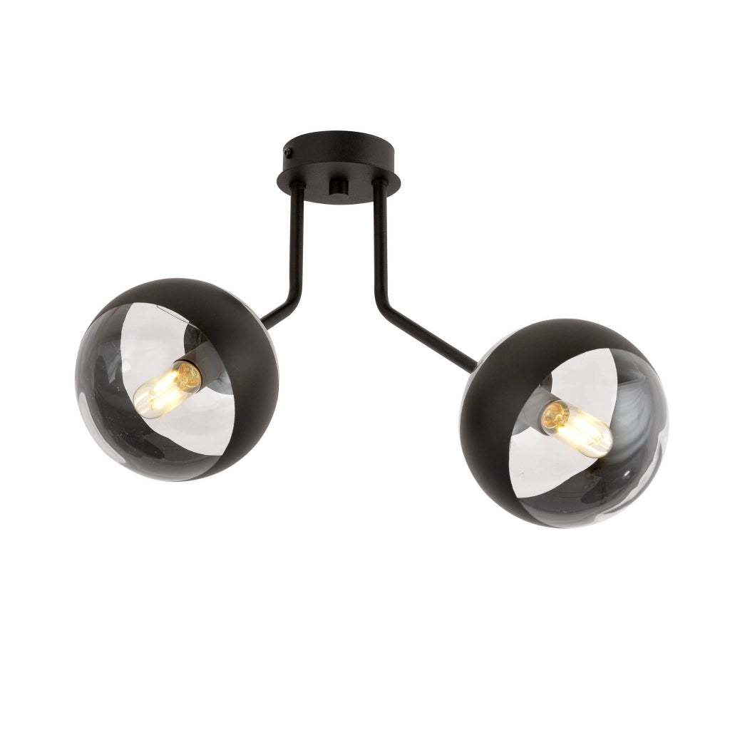 Plafoniera Emibig Nova 2xE14 nero/trasparente dimmer