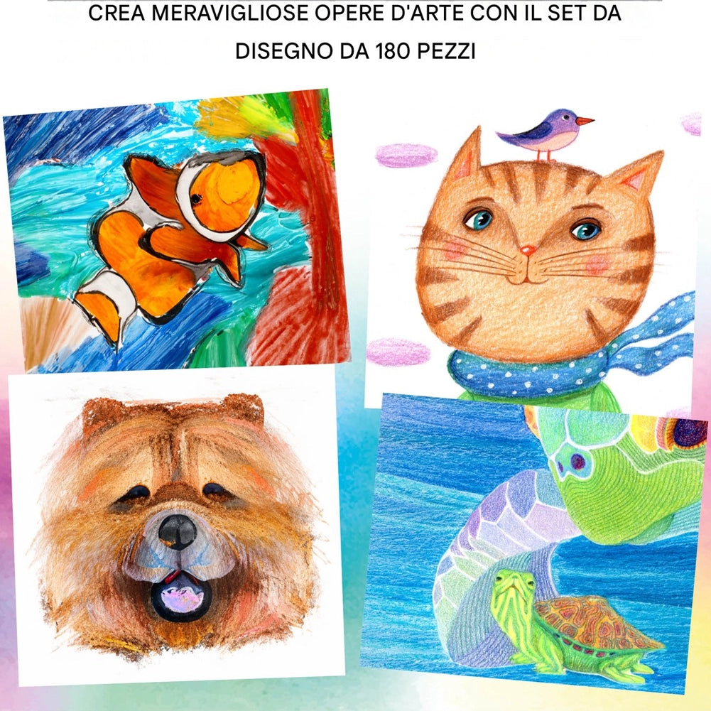 Valigetta in Legno con Colori 180 Pezzi Valigia Artista per Colorare Disegnare