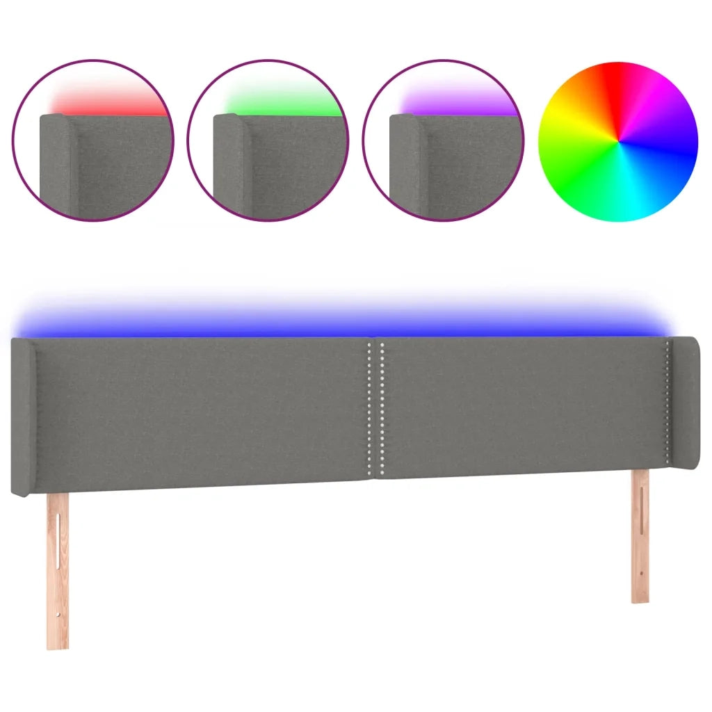 Testiera a LED-Testata con LED Grigio Scuro 163x16x78/88 cm in Tessuto 173966