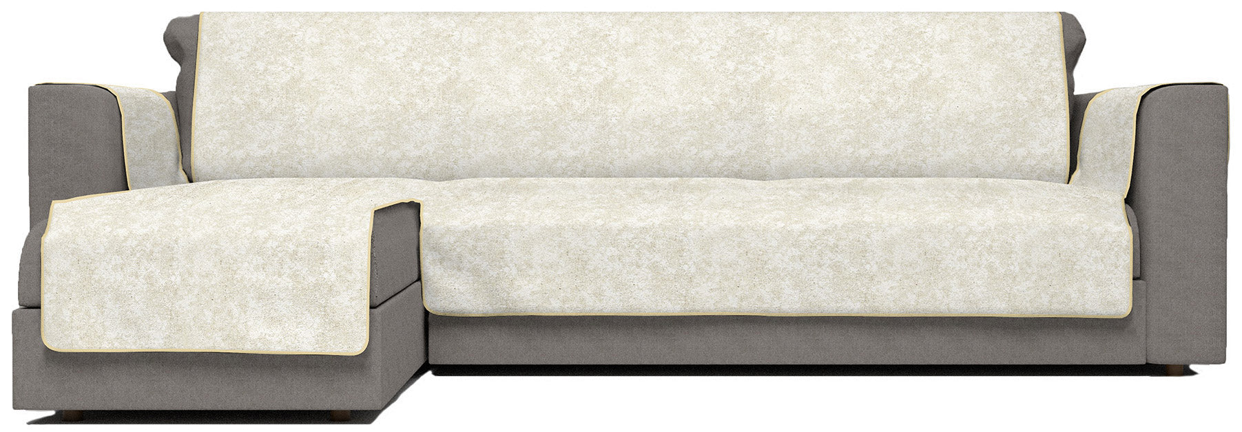 Copridivano con Penisola Sinistra Seduta 190 cm in Poliestere e Cotone Panna