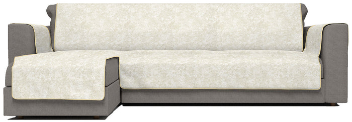 Copridivano con Penisola Sinistra Seduta 190 cm in Poliestere e Cotone Panna