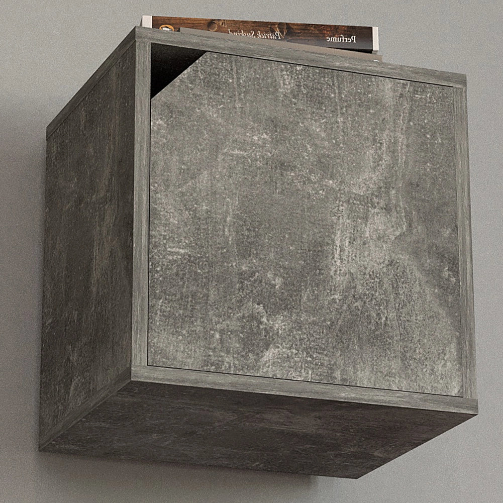Mensola Cubo con 1 Anta da Parete Scaffale Montaggio Muro Cemento Design Moderno