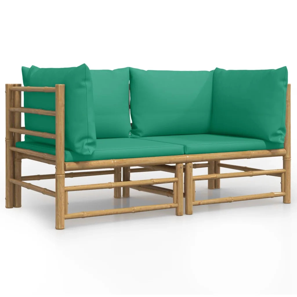 Divani Angolari da Giardino con Cuscini Verdi 2pz BambÃ¹cod mxl 124257