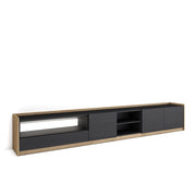 Mobile TV Soggiorno, 310x50x37 cm, Per TV fino a 80", LED, Nero e rovere