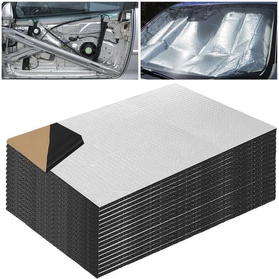 Materiale di isolamento acustico autoadesivo 15 pezzi - Isolamento acustico - Autoadesivo - Resistente all'umidità - Demodulatore di rumore - Isolamento autoadesivo - 400 x 250 mm