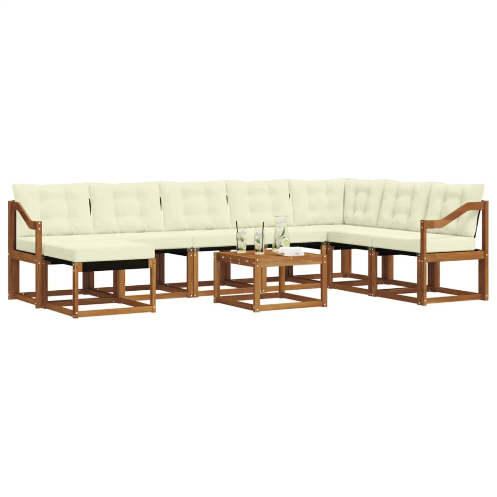Set di divani da esterno con cuscino 9 pcs Naturale e Crema