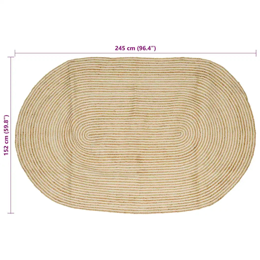 Tappeti per area Naturale e Bianco 152 x 245 cm Juta