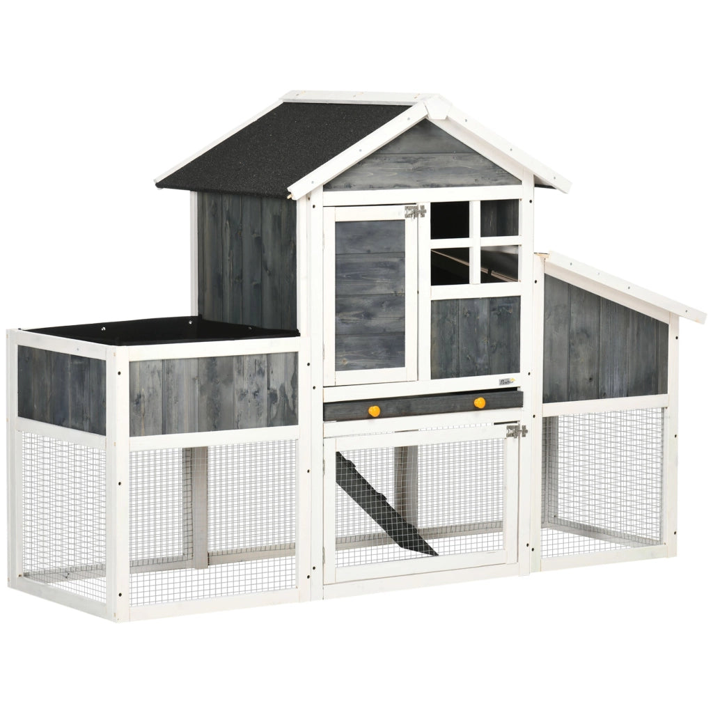 Pollaio Gabbia per Galline da Esterno 161,5x62,5x115 cm in Legno Grigio