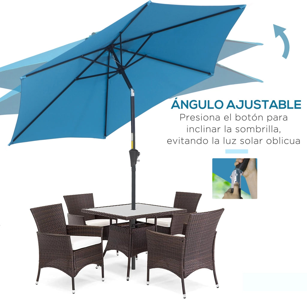 Ombrellone da Giardino ¨C zephmum ¨C Azzurro, Aluminio, ?260x235 cm