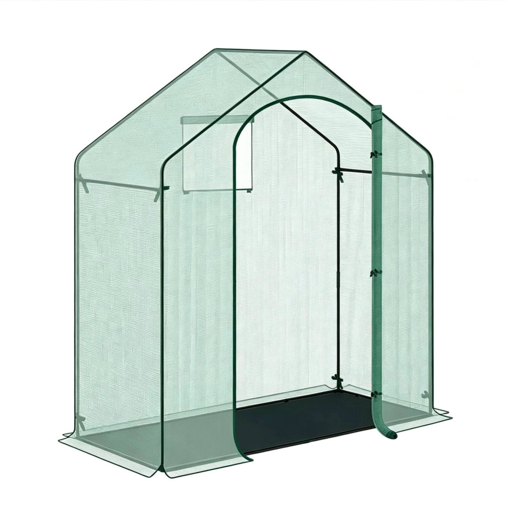 Serra da giardino 200x80x200 cm in acciaio e PE verde per terrazza e balcone