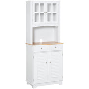 Mobile da Cucina Credenza con Ante e Cassetti 68x39,5x170 cm in Legno Bianca