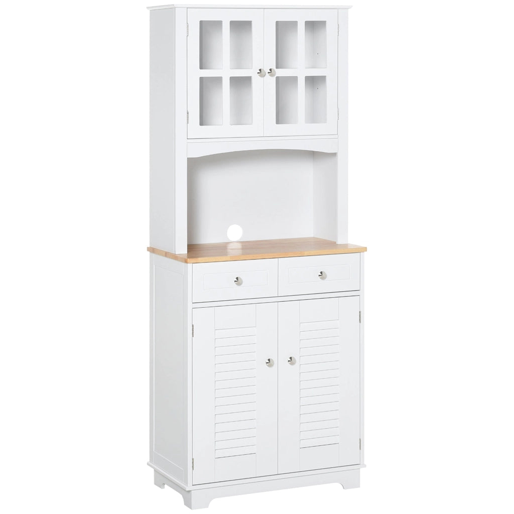 Mobile da Cucina Credenza con Ante e Cassetti 68x39,5x170 cm in Legno Bianca