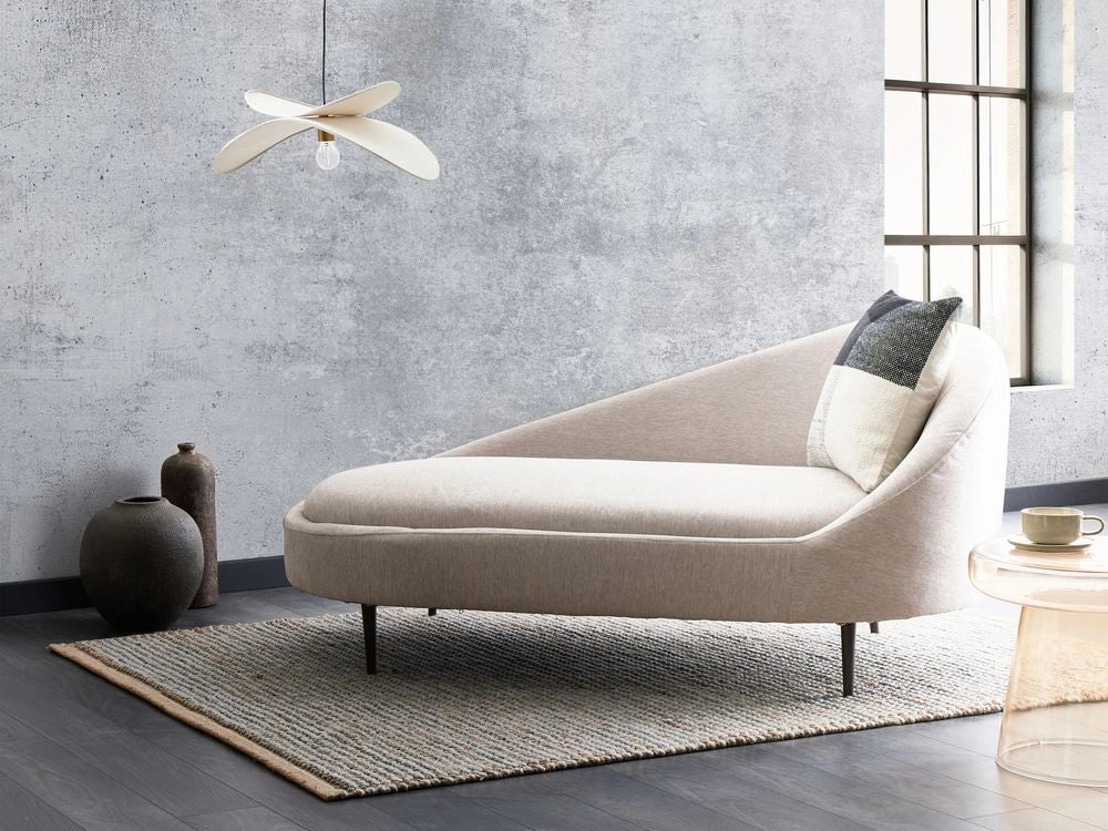 Chaise Longue Tortora Tessuto Poliestere Rivestimento Gambe Metallo Lato Destro Design Moderno Mobili Soggiorno