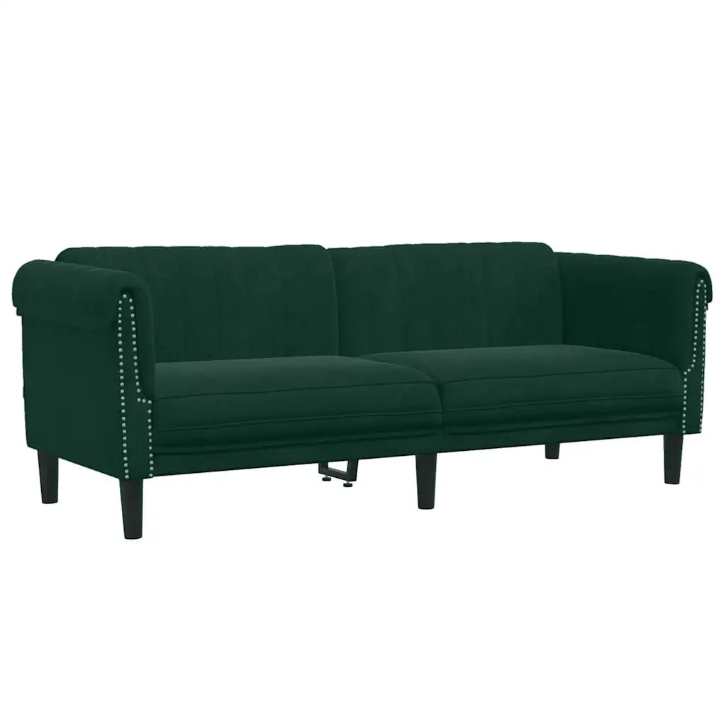 Set di Divani 3 pz Verde Scuro in Velluto