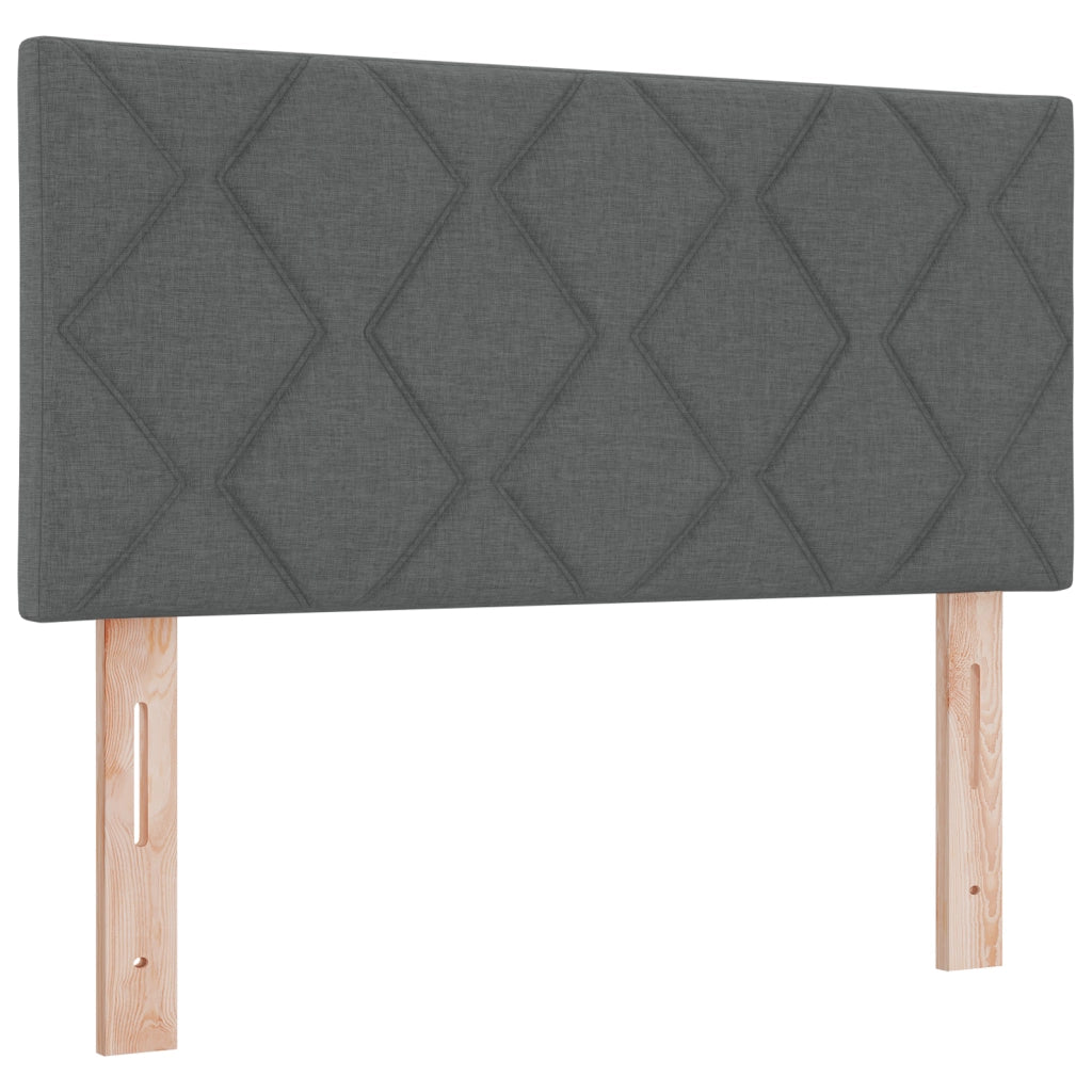 Letto con Box Spring e Materasso Grigio Scuro 90x200 cm in Tessuto