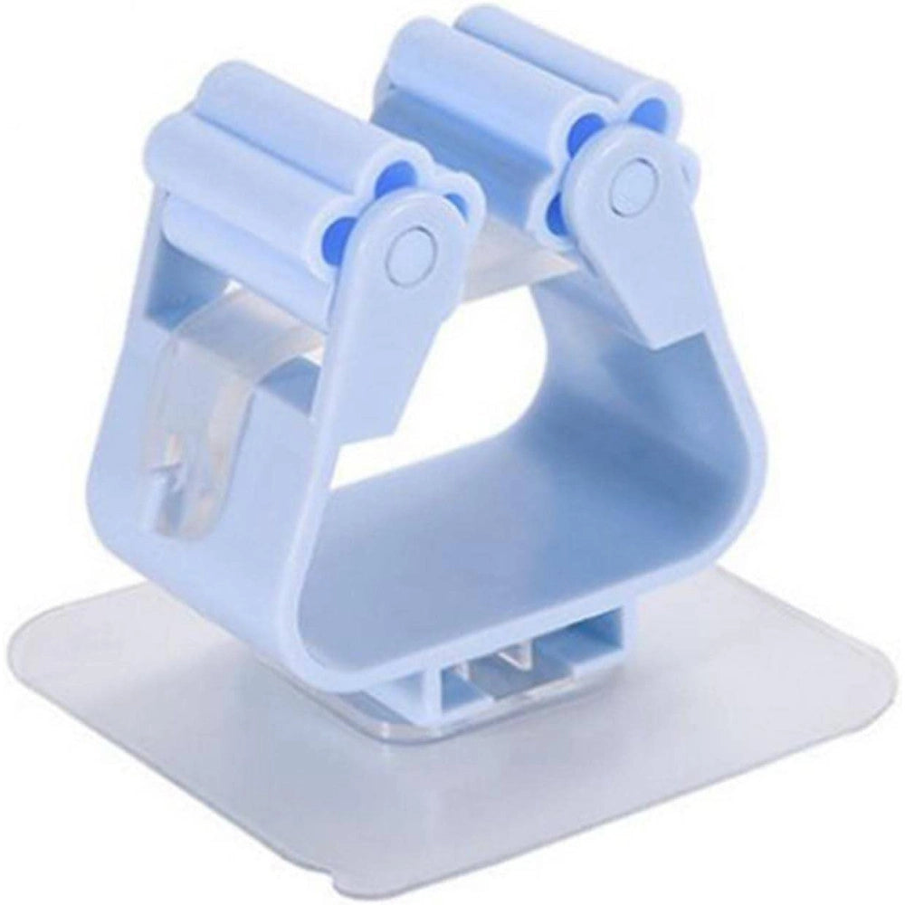 Trade Shop - Set 2 Ganci Porta Scopa Mop Supporto Adesivo Resistente Appendino Bagno Cucina -