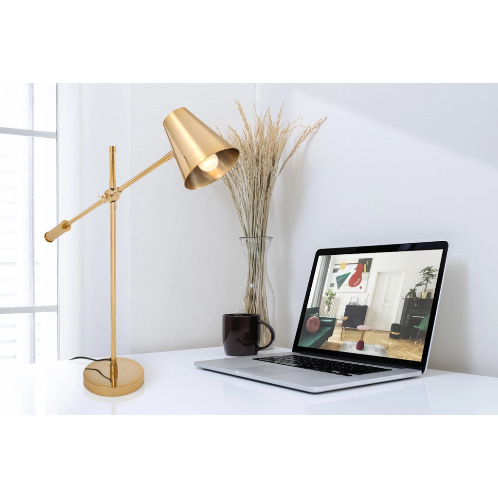 Lampada da tavolo Celeste in ottone dorato