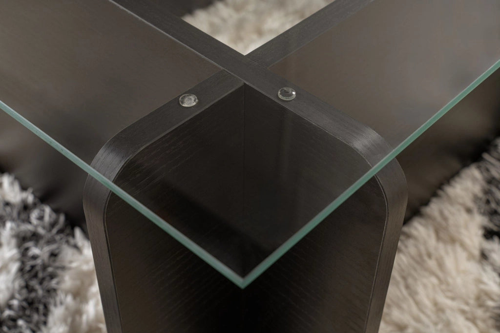 Tavolino in vetro "Flavio" 105 x 65 x 30 cm - Legno nero