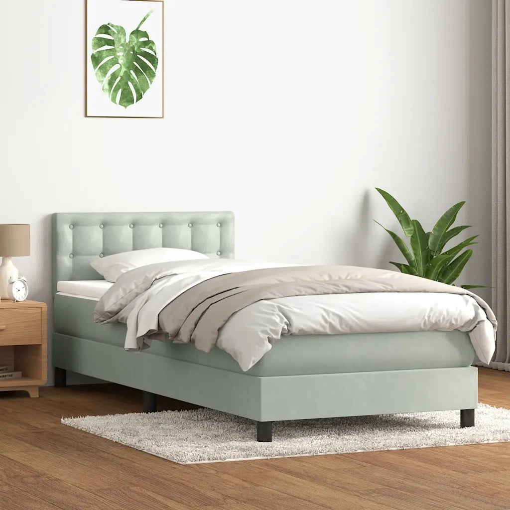 Giroletto a Molle con Materasso Grigio Chiaro 80x220 cm Velluto