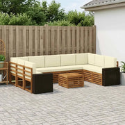 Set divani 10 pcs Naturale e Crema Legno di Acacia Massello 3384871