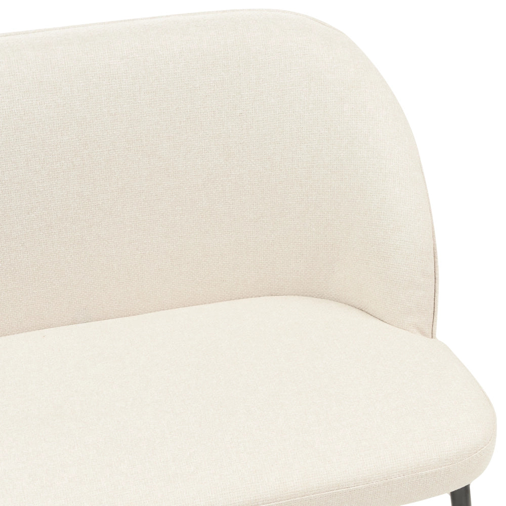 Divano da cucina Rivestimento in tessuto beige chiaro Struttura in metallo a 2 posti Gambe nere Panca