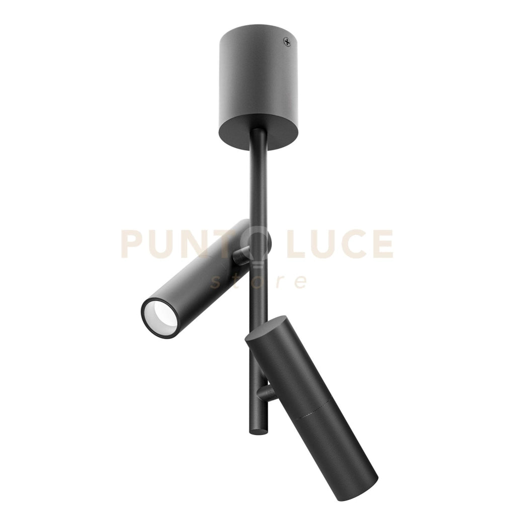 GFA1455H- FARETTO SPOT ORIENTABILE 2 LUCI ATTACCO LED 2700K 981LM 2X7W COLORE NERO SATINATO D.3,5CM H.43CM
