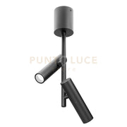 GFA1455H- FARETTO SPOT ORIENTABILE 2 LUCI ATTACCO LED 2700K 981LM 2X7W COLORE NERO SATINATO D.3,5CM H.43CM