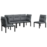 Set di mobili da giardino mobili da esterno set da 5 pezzi resina intrecciata nera e grigia 02_0016611